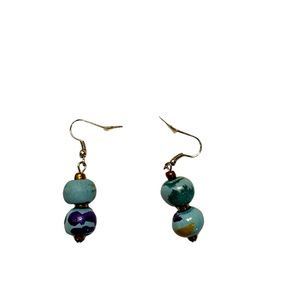 Handmade Drop Earrings w/Clay Beads